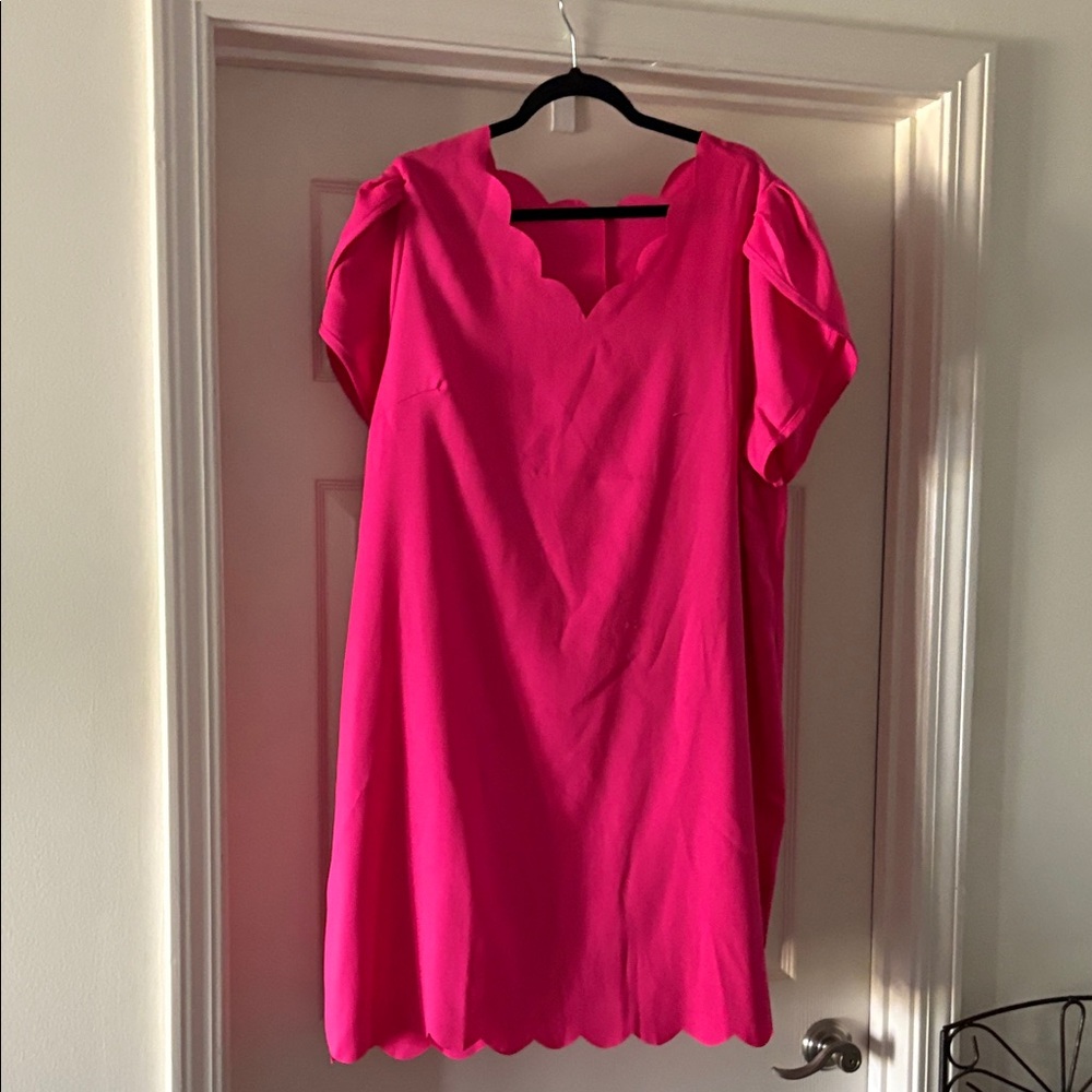 Bright Pink Scalloped Women's Dress
